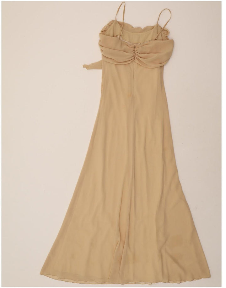 LOTZ Womens Sleeveless Maxi Dress UK 12 Medium  Beige Polyester Vintage Lotz and Second-Hand Lotz from Messina Hembry 