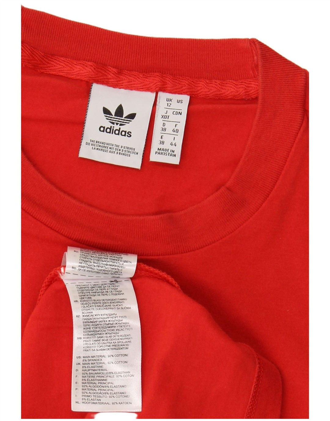 ADIDAS Grafisk T-shirt top til kvinder UK 12 Medium rød bomuld