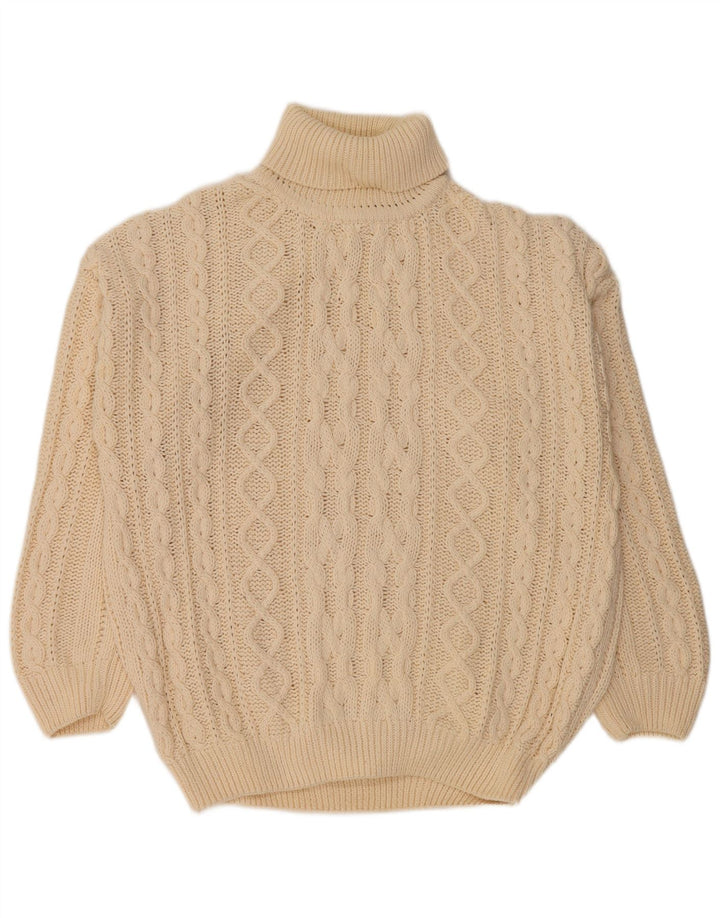 FRITZI Dame Oversized trøjetrøje med rullehals UK 14/16 Stor Beige