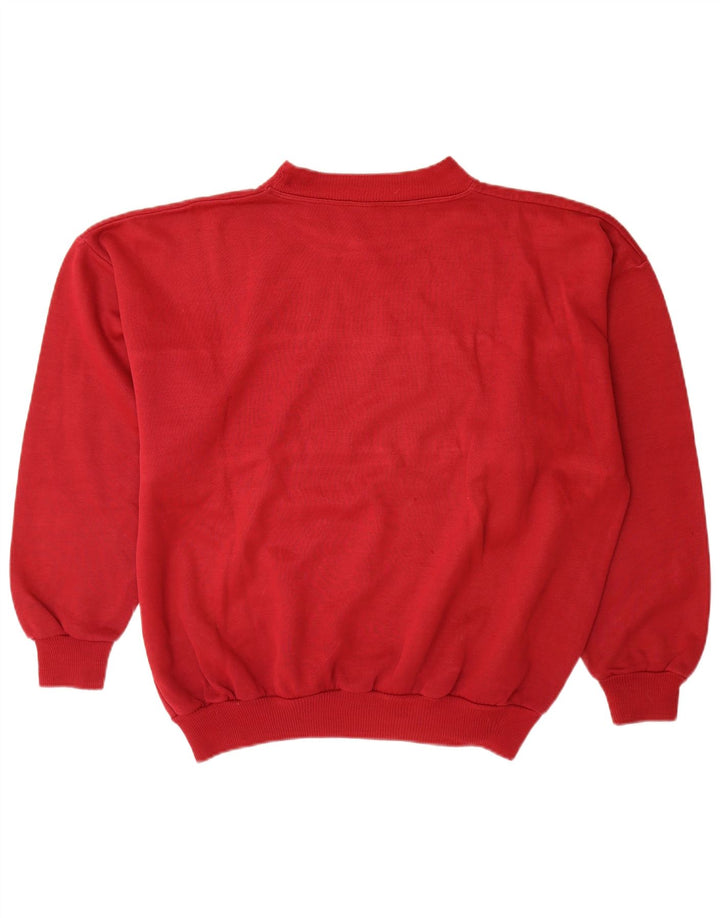 Vintage Herre grafisk sweatshirt Jumper XL Rød Colourblock