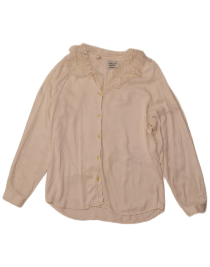 BENETTON skjortebluse til kvinder IT 44 Medium Off White Viscose