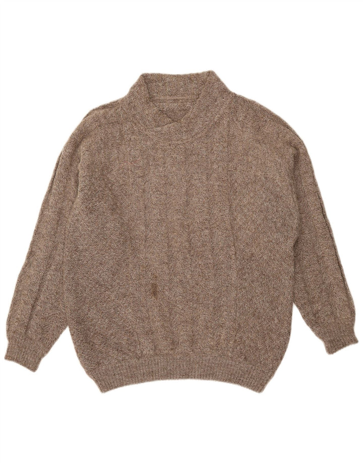 Vintage Herre Turtle Neck Jumper Sweater IT 54 XL Grå Flecked