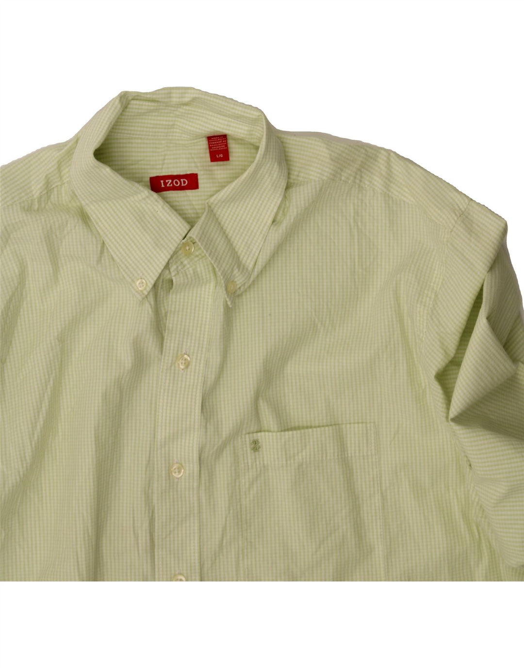 IZOD Mens Shirt Large Green Gingham Cotton Vintage Izod and Second-Hand Izod from Messina Hembry 