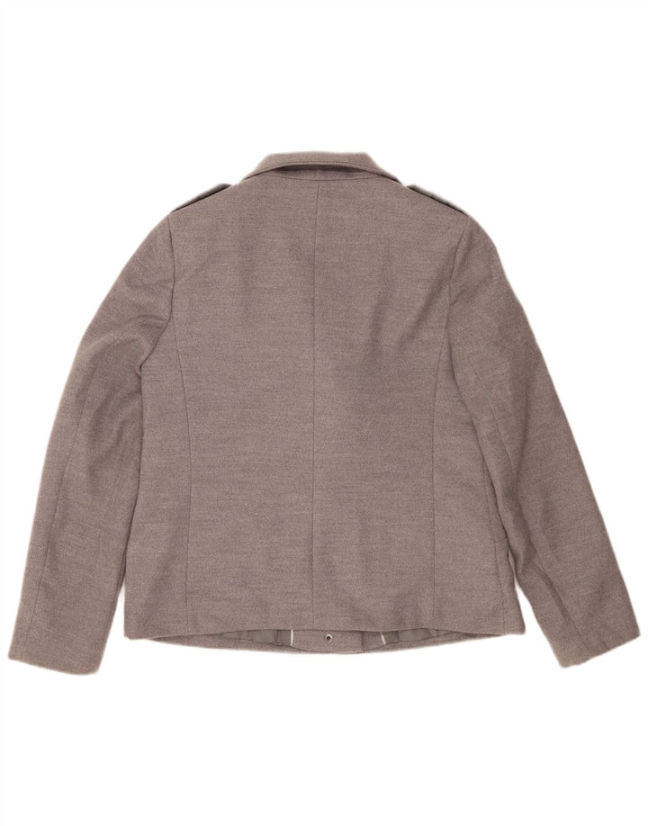 Marks & Spencer Dame Kort Military Blazer Jacket UK 12 Medium Grey