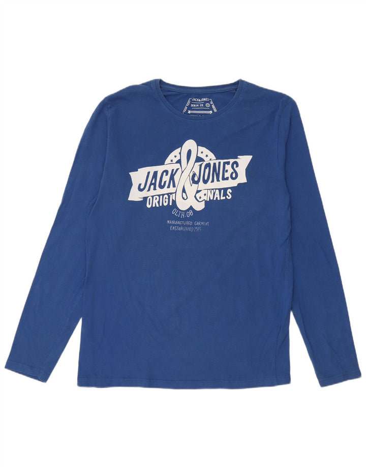 Jack & Jones Herre Grafisk Top Langærmet Stor Blå Bomuld