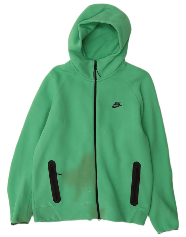 Nike hættetrøje med lynlås til mænd XL Grøn bomuld
