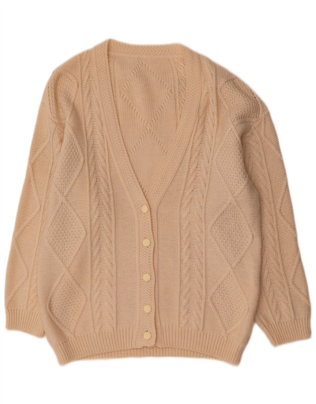 Vintage dame cardigan sweater UK 14 Medium Beige Uld