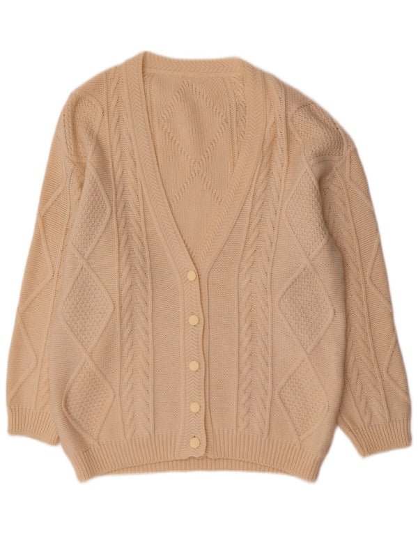 Vintage dame cardigan sweater UK 14 Medium Beige Uld