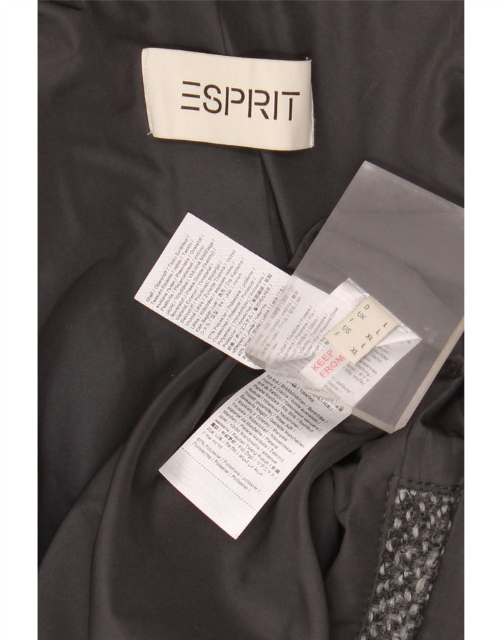 Esprit Dame Hætteoverfrakke UK 16 Large Grå Flecked Polyester
