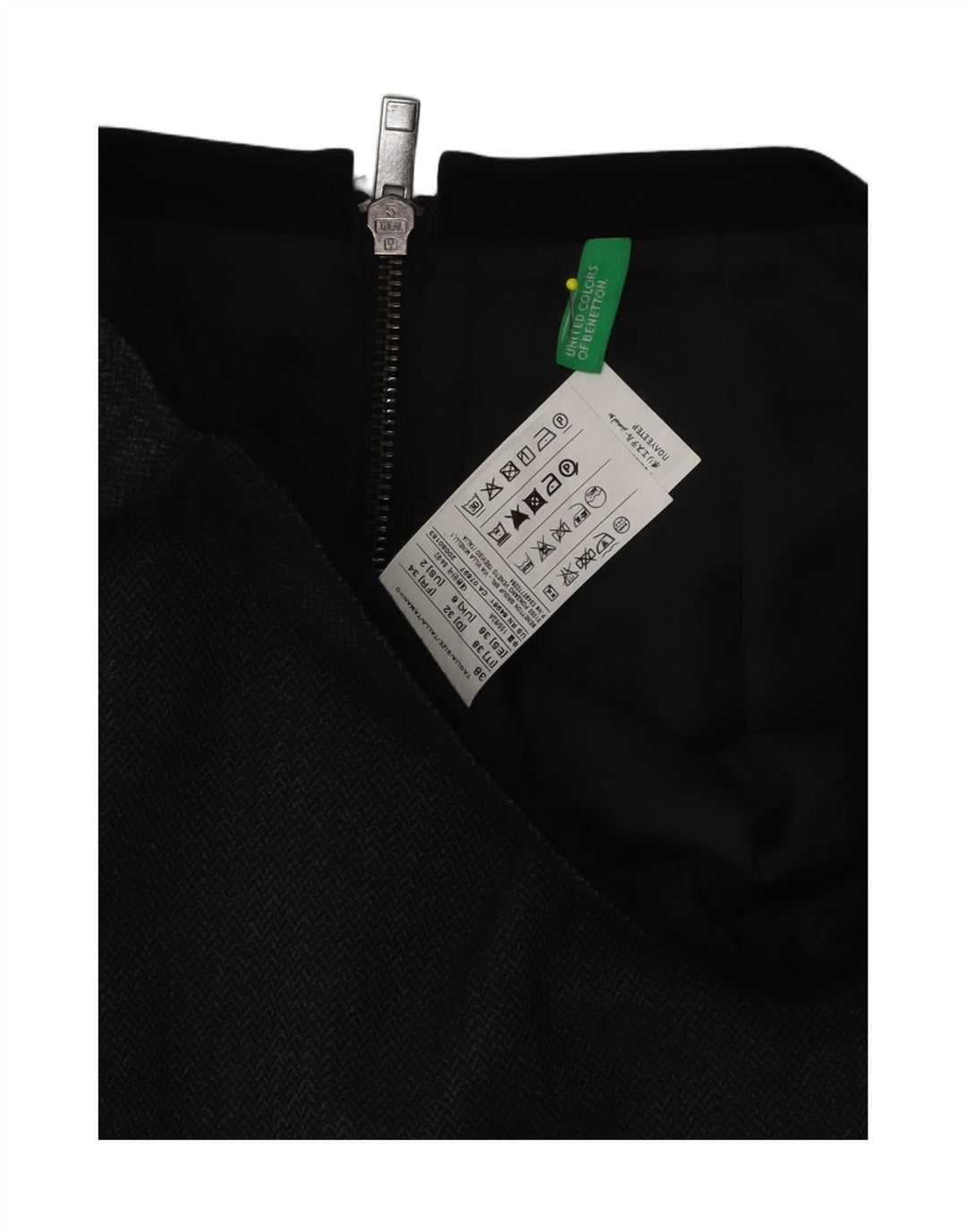 Benetton Dame Mini-nederdel UK 6 XS W27 Grå sildebenspolyester
