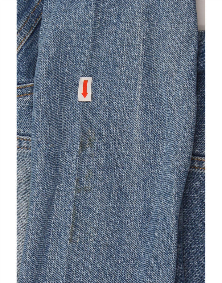 VINTAGE Womens Crop denimjakke UK 14 Stor blå bomuld