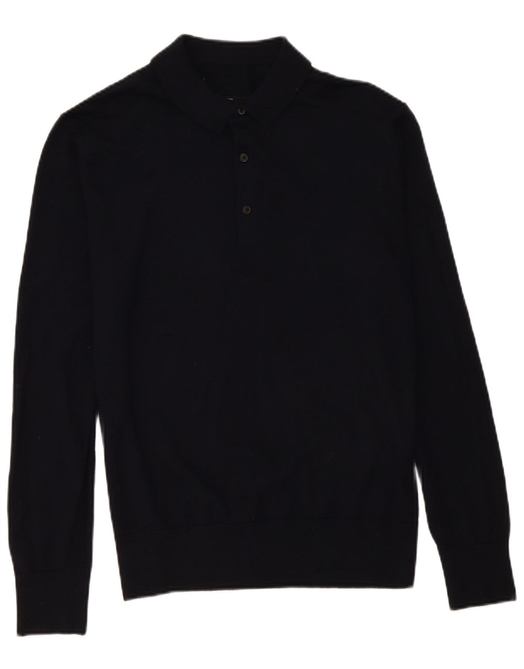 Vintage herre polo hals sweater mellem marineblå merinould