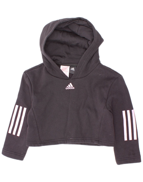 Adidas Girls Crop Hoodie Jumper 5-6 år Sort bomuld