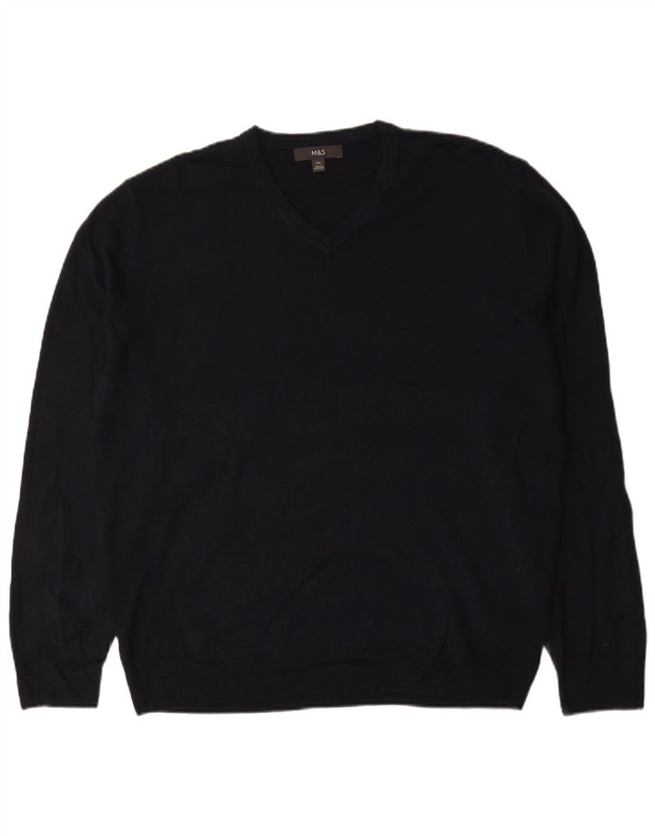 Marks & Spencer Herre V-hals sweater 2XL sort akryl