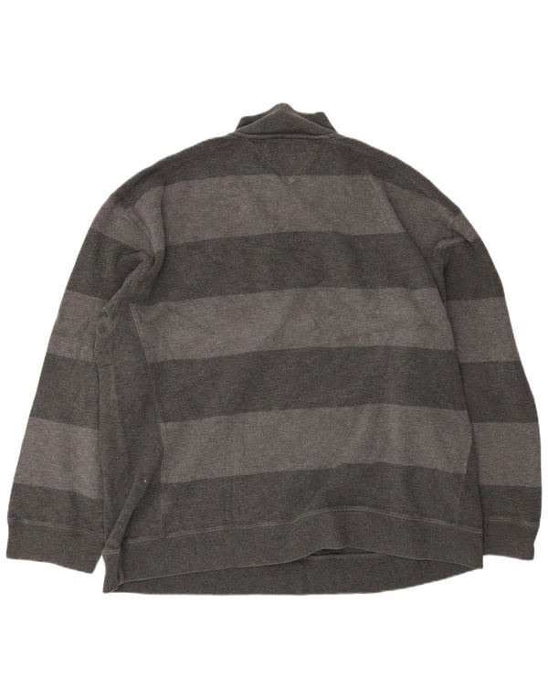 Tommy Hilfiger Herre Zip Neck Jumper Sweater 2XL Grå Stribet Bomuld