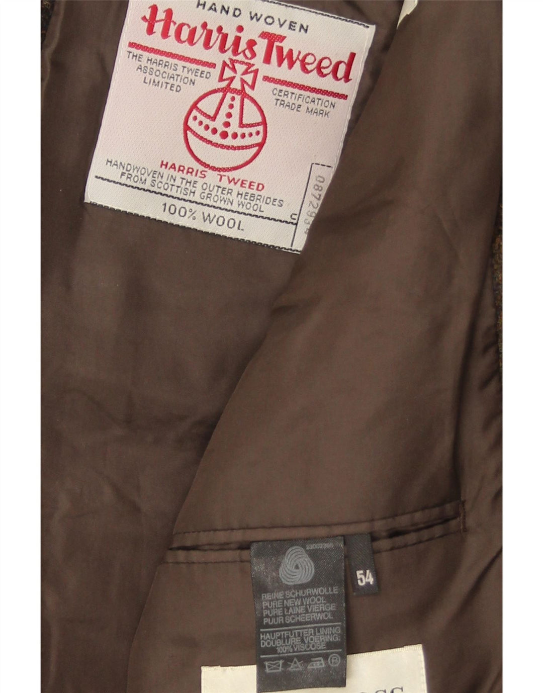 HARRIS TWEED Herre 2-knaps blazerjakke IT 54 2XL brun ternet ny uld