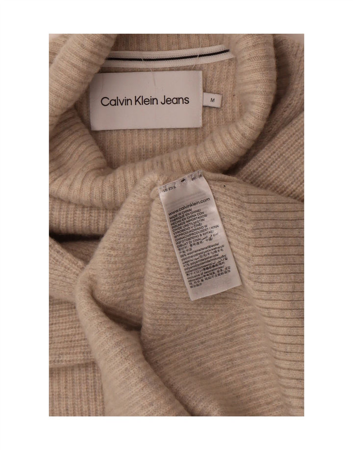 Calvin Klein Jeans Herre Rullehals Jumper Sweater Medium Beige Uld
