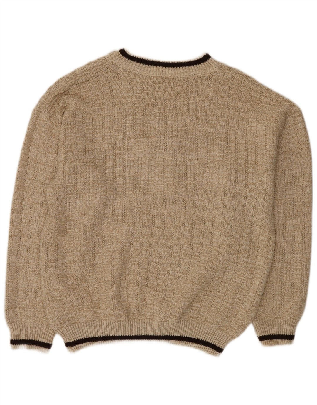 VINTAGE Herre grafisk rund hals sweater IT 52 XL Beige polyakryl