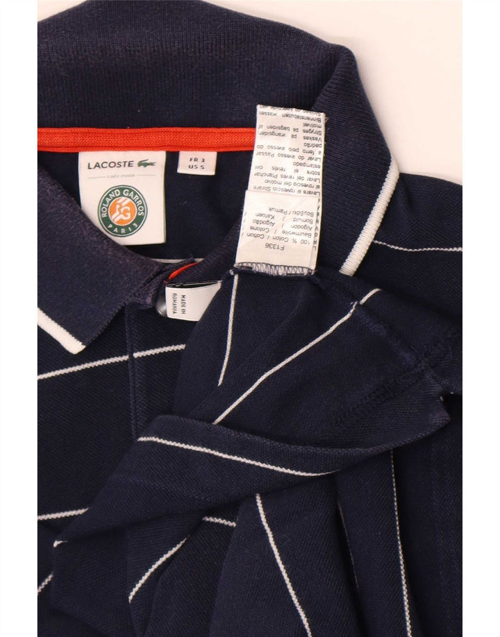 Lacoste herre poloshirt størrelse 3 Lille marineblå stribet bomuld