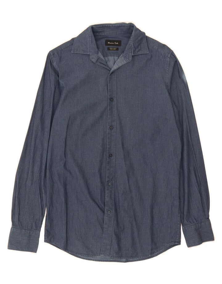 MASSIMO DUTTI Mens Flannel Shirt Small Navy Blue Herringbone Vintage Massimo Dutti and Second-Hand Massimo Dutti from Messina Hembry 