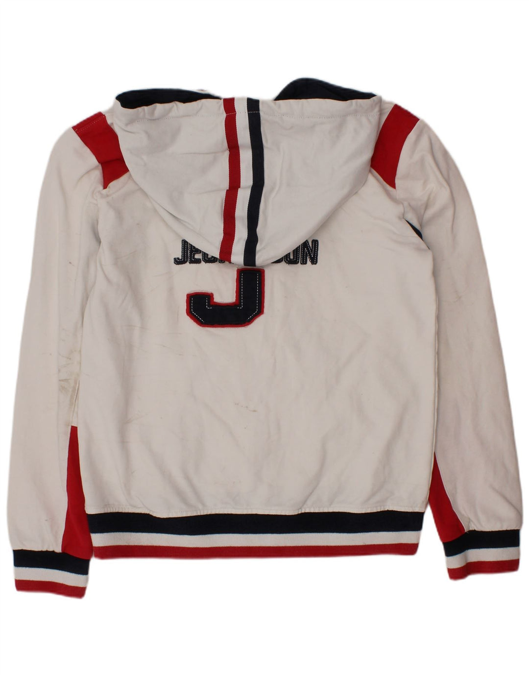 JECKERSON Drenge grafisk hættetrøje med lynlås 9-10 år Hvid Colourblock