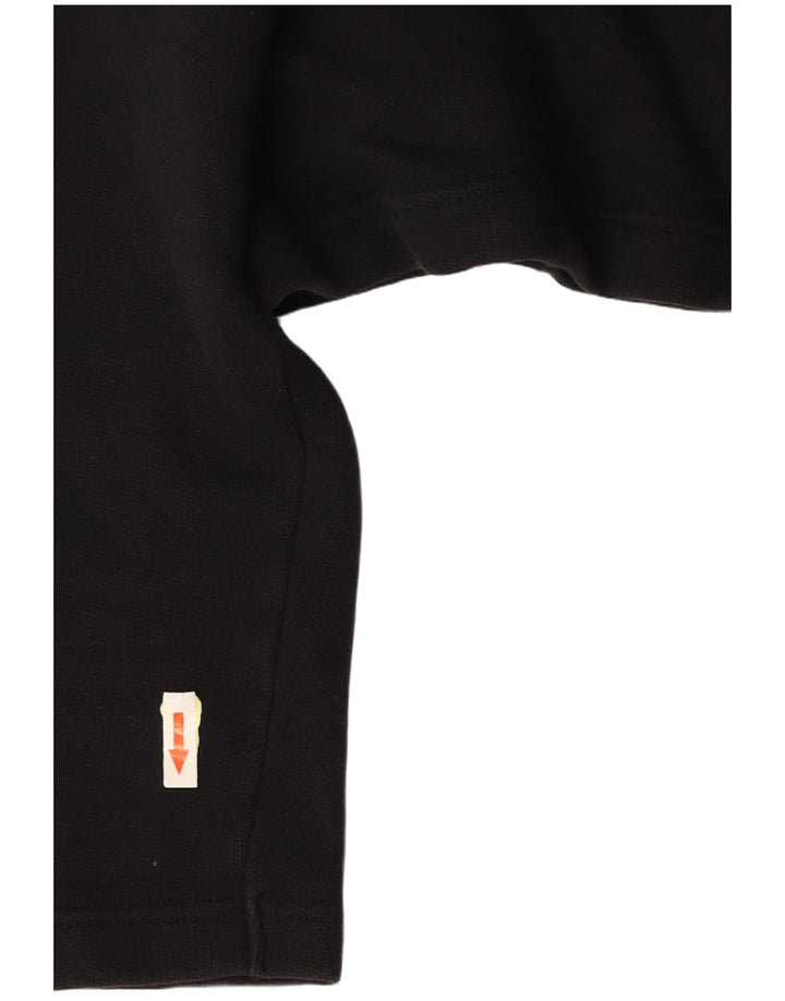 BENETTON Dame Oversized Grafisk Crop Polo Shirt UK 10 Lille Sort