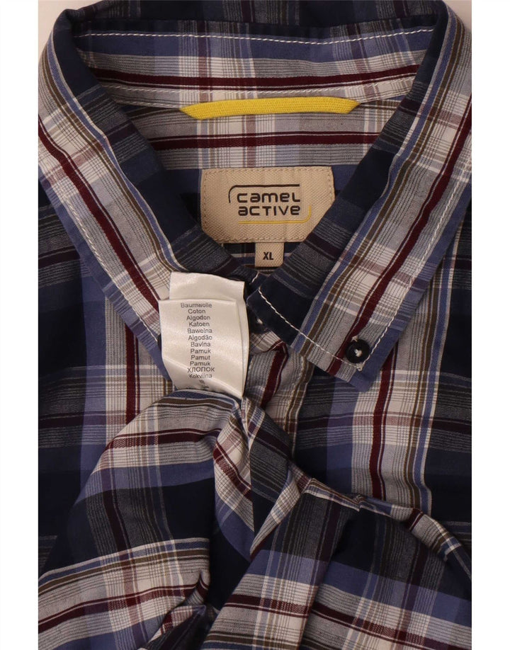 Camel Active Herreskjorte XL Navyblå Plaid Bomuld