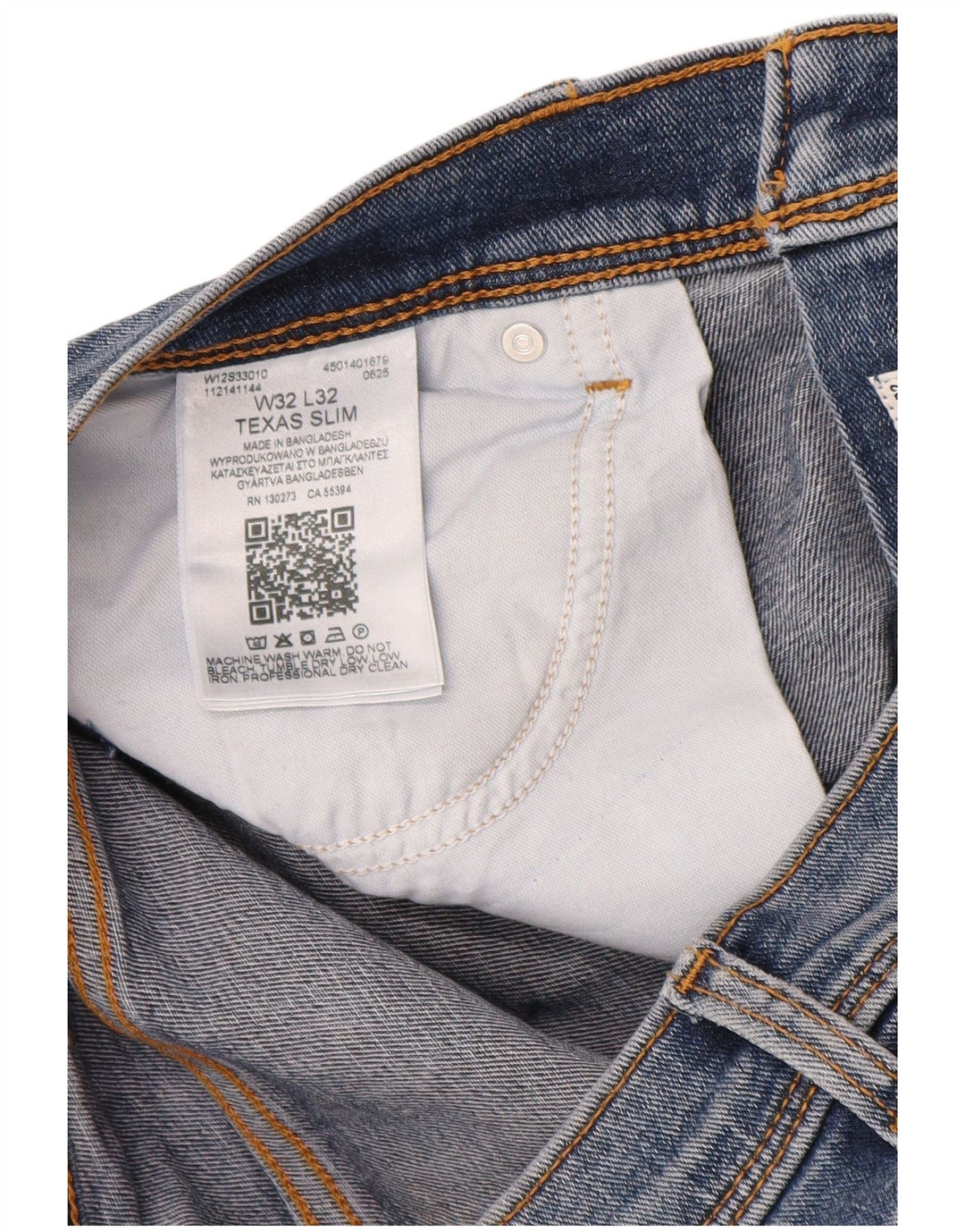 Wrangler Herre Texas Slim Jeans W32 L32 Blå Bomuld