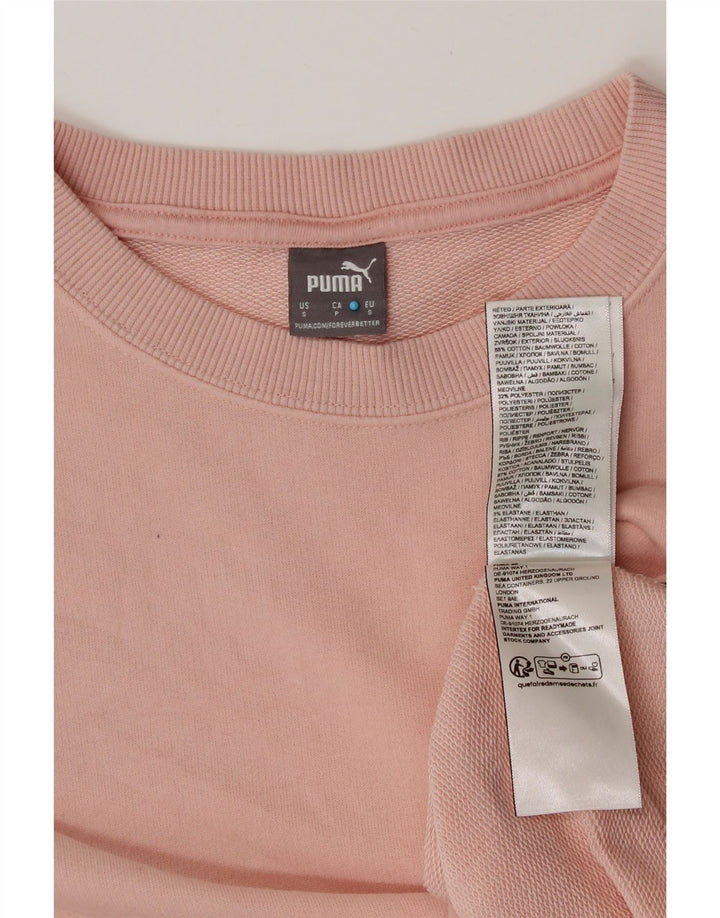 PUMA Womens Oversized Crop Sweatshirt Jumper UK 10 Small Pink Bomuld