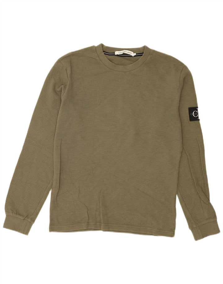 Calvin Klein Jeans Herre Grafisk Top Langærmet Medium Khaki Bomuld
