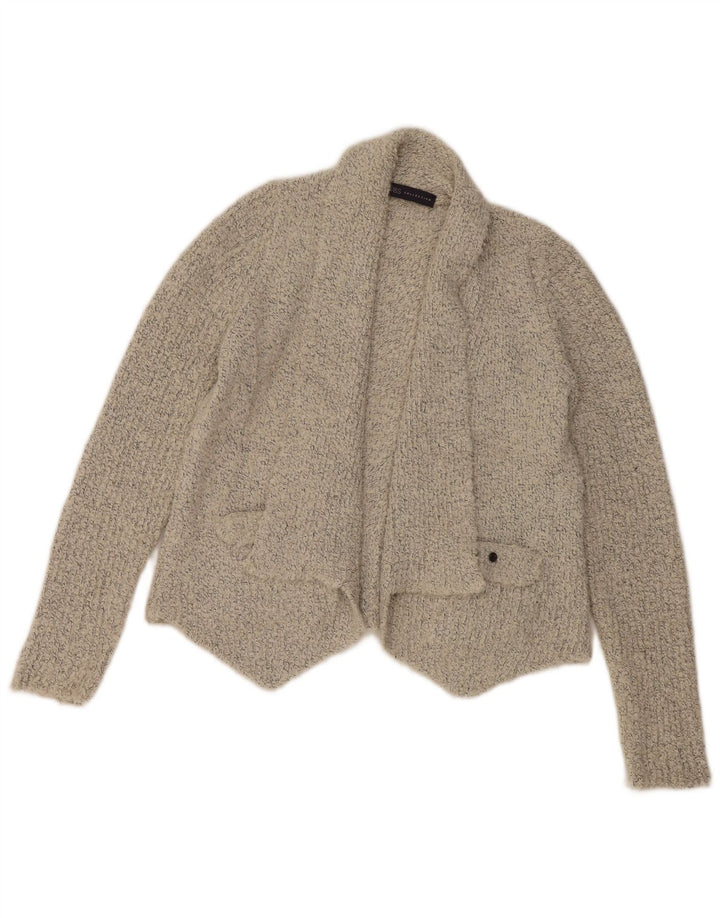 Marks & Spencer Dame Crop Open Cardigan Sweater UK 14 Medium Grey Flecked
