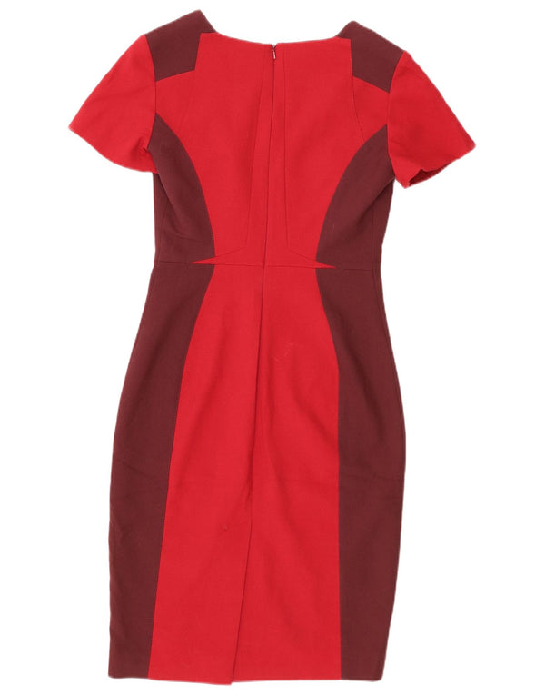 Karen Millen Womens Bodycon Dress UK 10 Small Burgundy Colourblock