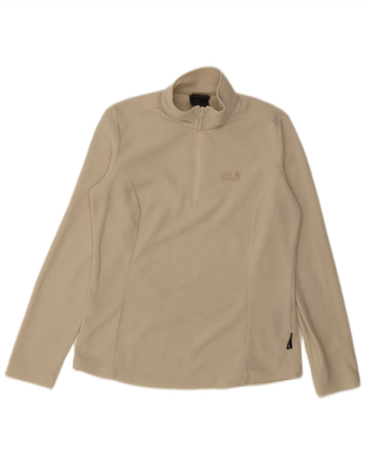 Jack Wolfskin Dame lynlås hals Fleece Jumper UK 12 Medium Beige Polyester