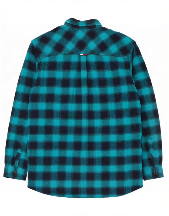 Tommy Hilfiger Herre Regular Fit Flannel skjorte 2XL blå ternet bomuld