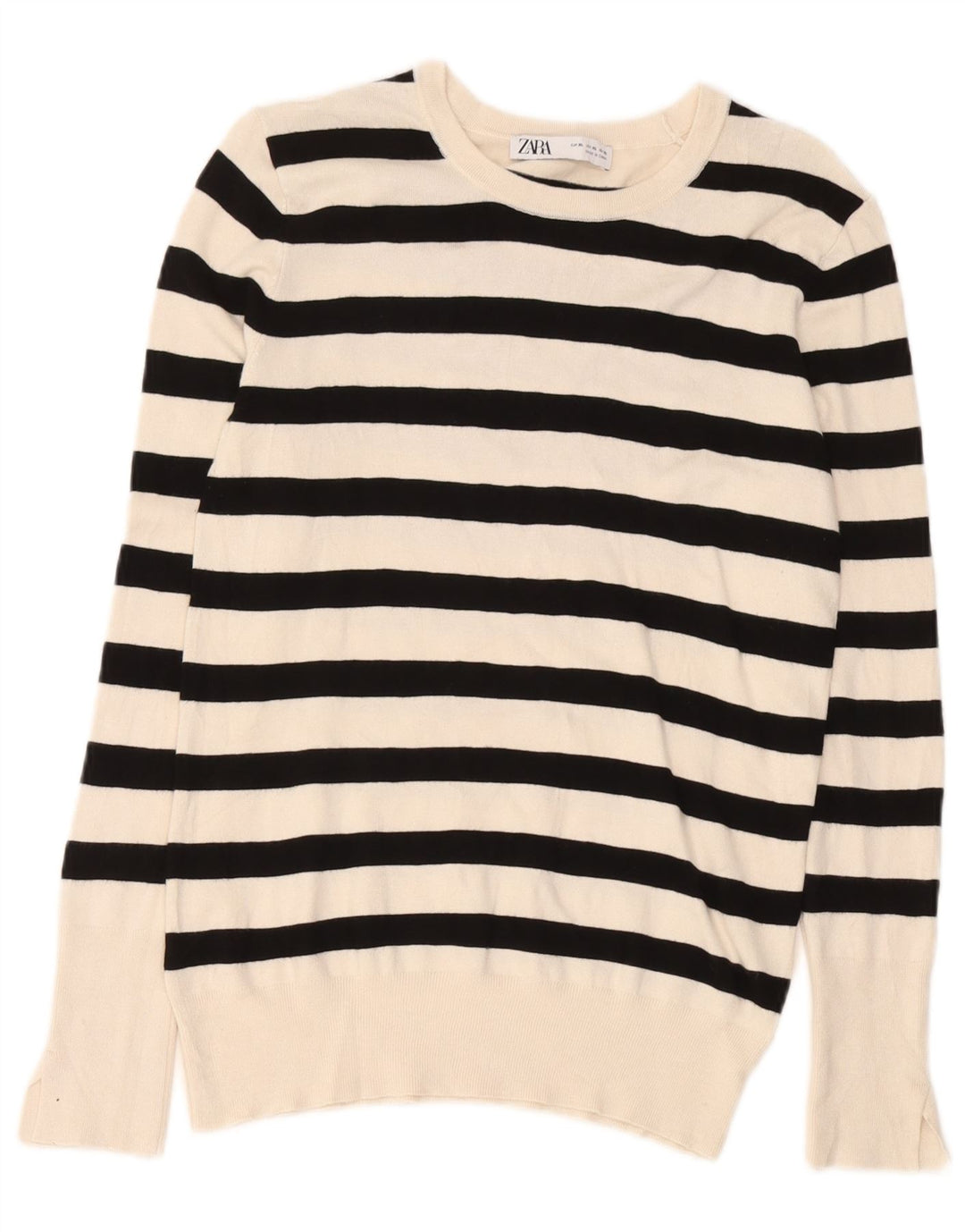 Zara Dame Bluse Top UK 18 XL Hvid Stribet