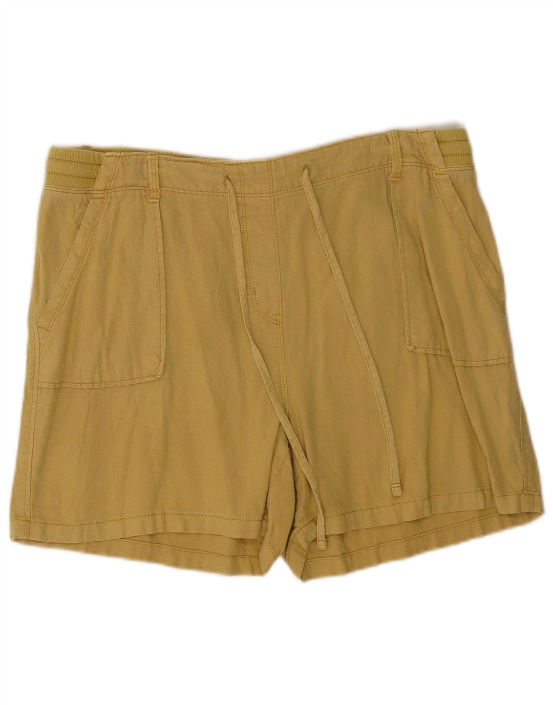 Marks & Spencer Womens Shorts UK 16 Large W34 Khaki Linen