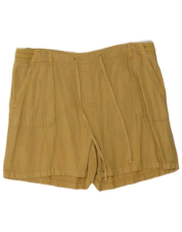 Marks & Spencer Womens Shorts UK 16 Large W34 Khaki Linen
