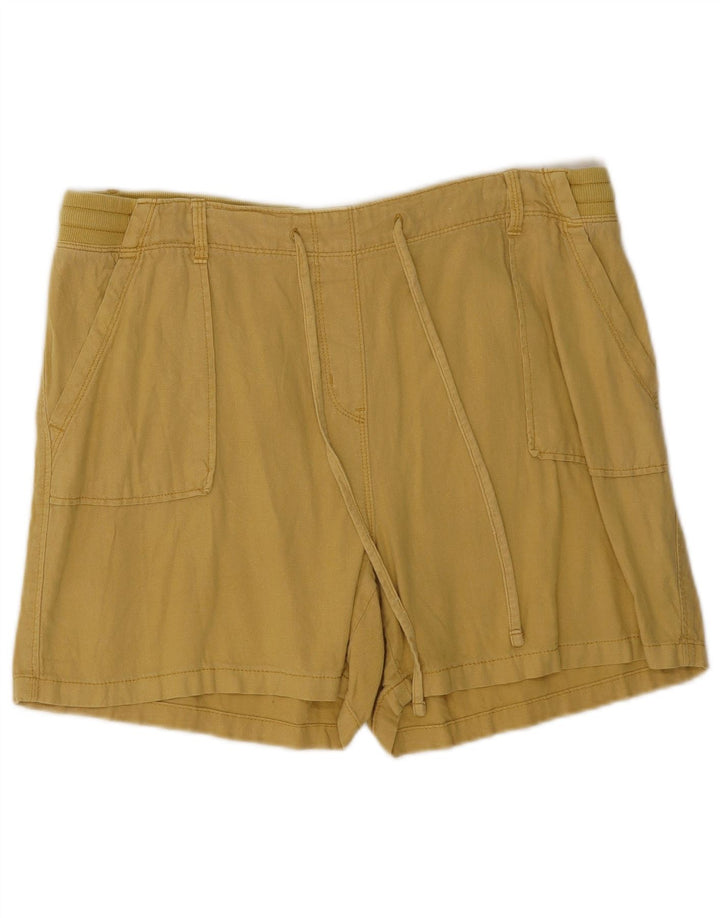 Marks & Spencer Womens Shorts UK 16 Large W34 Khaki Linen