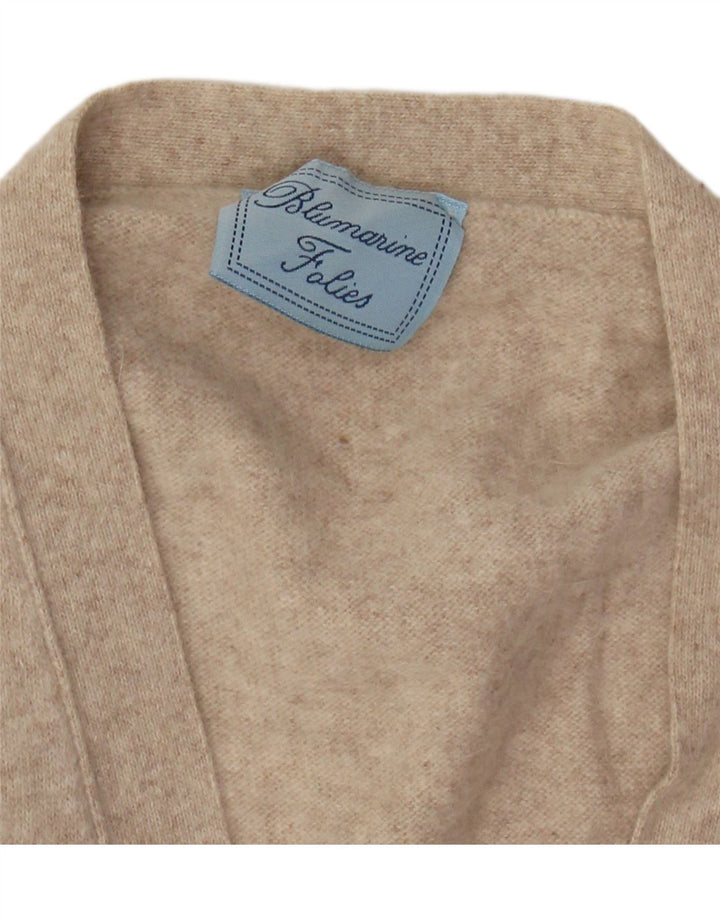 BLUMARINE Dame ærmeløs cardigan sweater IT 46 Stor Beige Uld