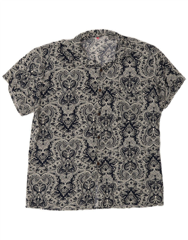 Vintage kortærmet herreskjorte Stor marineblå Paisley
