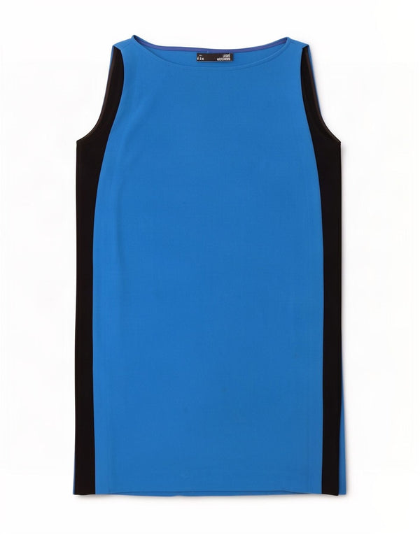 Moschino Womens Sleeveless Shift Dress UK 12 Medium Blue Colourblock