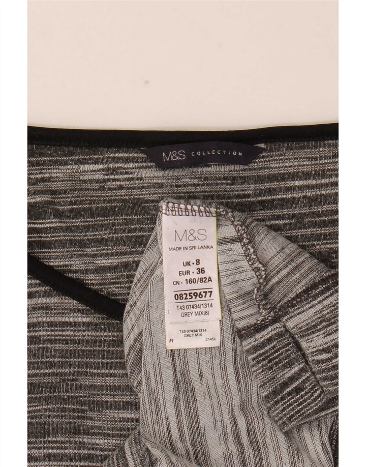 Marks & Spencer dametop 3/4 ærmer UK 8 lille grå flækket viskose
