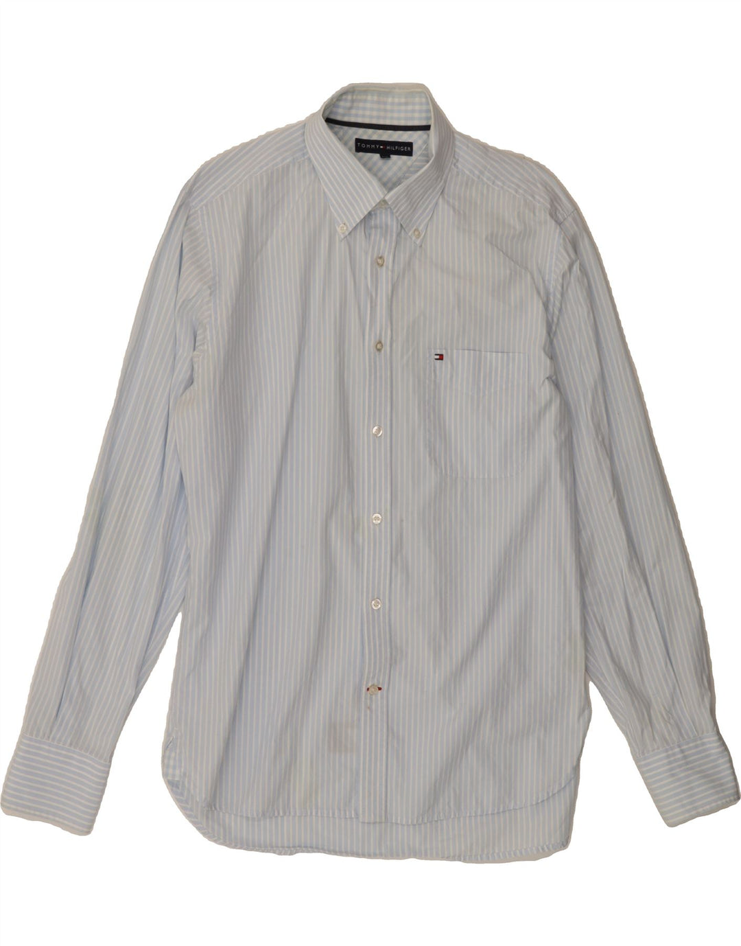 TOMMY HILFIGER Mens Shirt Large Blue Pinstripe Cotton Vintage Tommy Hilfiger and Second-Hand Tommy Hilfiger from Messina Hembry 