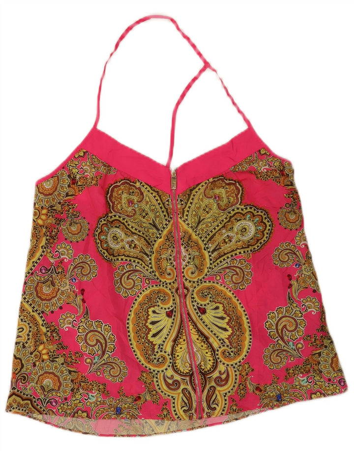 Ted Baker Dame Halter Top UK 12 Medium Pink Paisley Polyester
