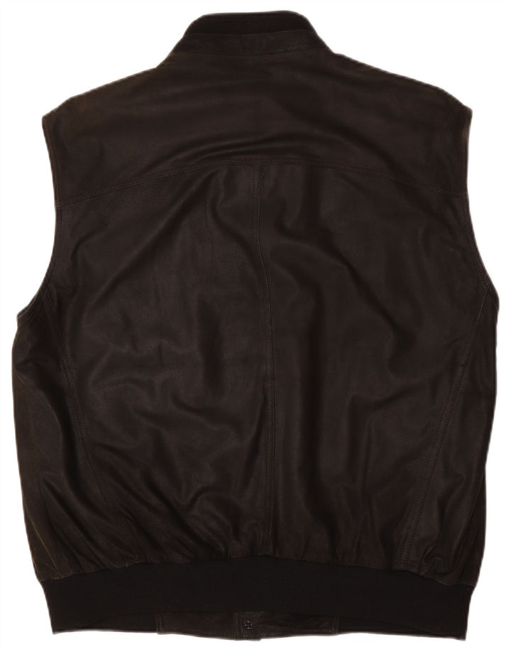 Striwa Herre Læder Gilet IT 58 4XL Sort Læder