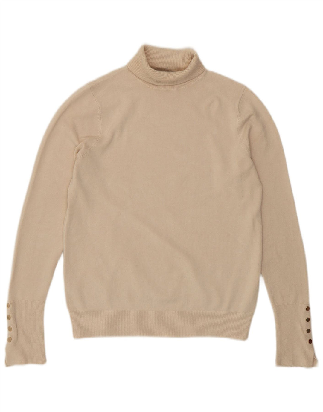 Zara Dame Rullehals Sweater UK 12 Medium Off White Viscose