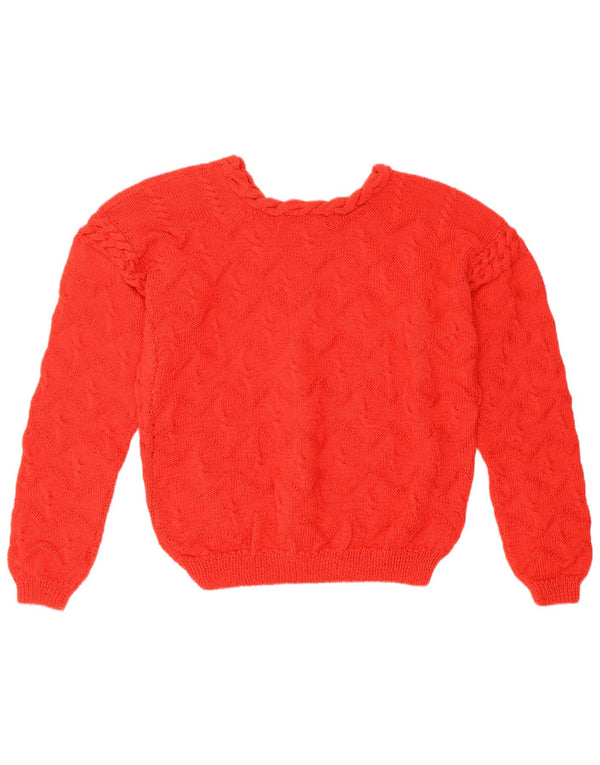Vintage dame sweater med rund hals DK 14 Stor rød