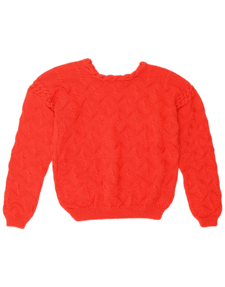Vintage dame sweater med rund hals DK 14 Stor rød