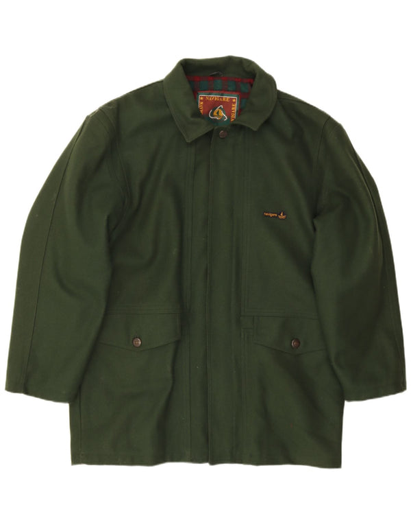 Navigare Herre Overfrakke UK 40 Large Green Wool