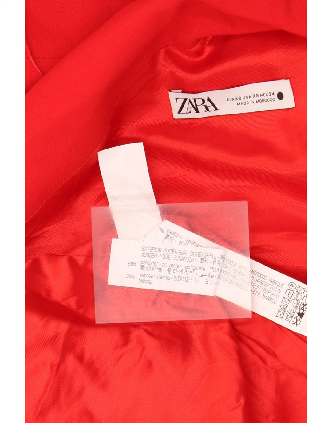 Zara Dame Langærmet Oversized One Shoulder Kjole UK 6 XS Rød Polyester
